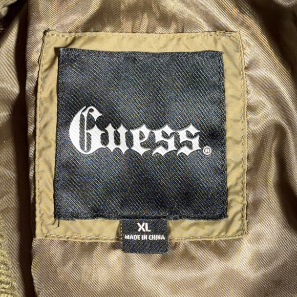 Guess Jacket Adult EXTRA LARGE Green Quilted Sweater Sleeve Bomber Military Army - Picture 4 of 10